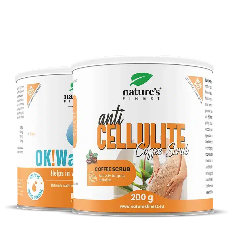 Cellulite Fix | anticelulitni piling od kave + WaterOut drenažni napitak | podrška zaglađivanju kože, čvrstoći, ravnoteži vode i figuri