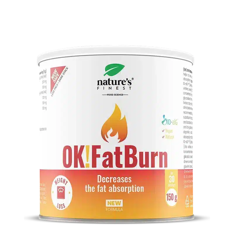 Nature's Finest OK!FatBurn | ID-alG ekstrakt morskih alg za obradu ugljikohidrata i masnoća | L‑karnitin, L‑tirozin i vitamin C za metabolizam i vital