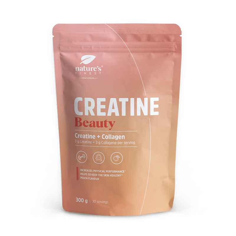 Nature's Finest Beauty Creatine | Kreatin monohidrat + kolagen za snagu i blistavu kožu | Biotin, vitamin C, B-kompleks | Breskva | 300g
