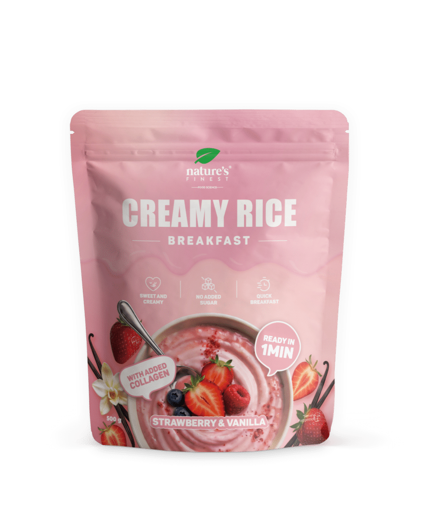 Creamy rice breakfast Strawberry-vanilla