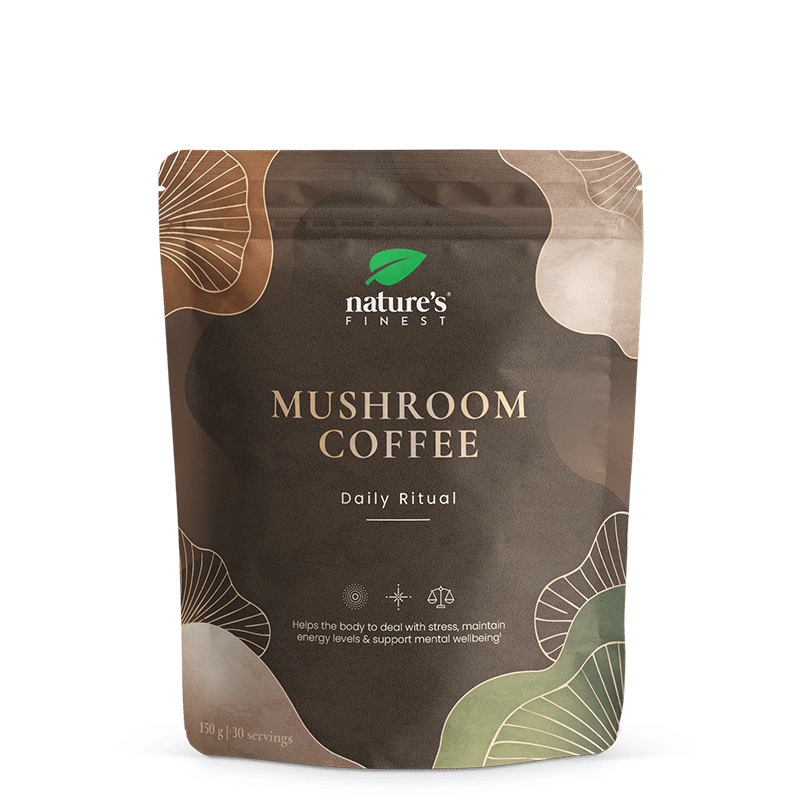 Nature's Finest Mushroom Coffee | Reishi, Chaga, Lavlja griva i Shiitake | Ashwagandha + Maca za energiju i stres | Kakao-vanilija Arabica | 150g